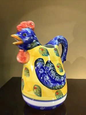 Chicken/Rooster Ceramic Pitcher Handmade & Painted In Italy 10”tall Gift Quality • $37