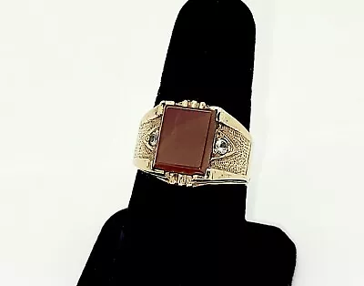 Mens Morris Vogel Antique Edwardian 10k Gold Carnelian Topaz Ring8 • $425