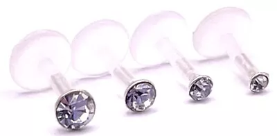 £3.89 • Buy Crystal Labret Helix Tragus Bioflex Ear Bar Conch 1.5, 2, 2.5 Or 3MM PUSH FIT
