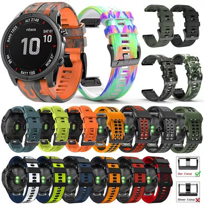 QuickFit Silicone Band Strap For Garmin Fenix 7 7X 6 6X Pro 5 5X Plus 3 3 HR 965 • £7.55