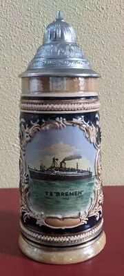 Marzi & Remy Lidded Beer Stein Painted TS  Bremen  Cruise Liner German  • $33.99