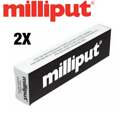 2 X MILLIPUT BLACK ADHESIVE 2 TWO PART EPOXY PUTTY MODEL FILLER MOULD MODELLING • £10.99