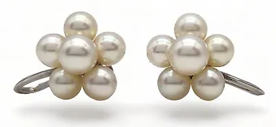 Vintage MIKIMOTO Pair Of Silver / Cultured Pearls Ladies Earrings • $175