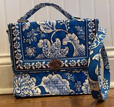 Vera Bradley Crossbody Strap Purse Blue Lagoon Floral Medium Hard Shell Bag • $19