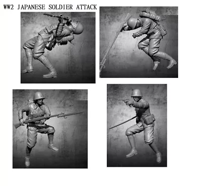 1/35 Resin Figures Model WW2 Japanese Soldiers Attack (4 Figures) • $96.99