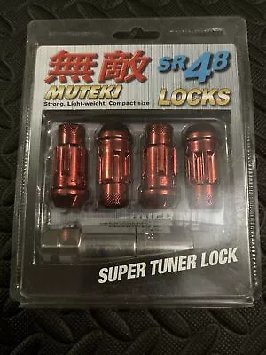 Wheel Muteki SR48 Open End Locking Lug Nut Set Of 4 Red M12xP1.50 Chrome Red • $35