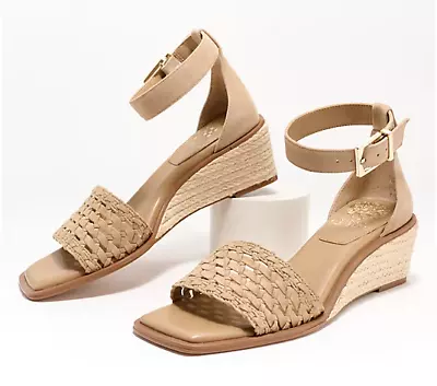 Vince Camuto Adjustable Espadrille Wedge Sandals Bretandi Women's Size 9.5 M Tan • $50.69