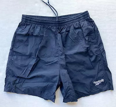 Vtg 90s Reebok Swim Trunks Shorts Mens Large Navy Blue Mesh Lined Nylon Pockets • $14.95