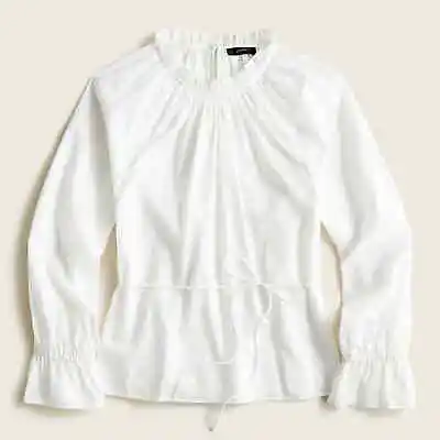 £35.57 • Buy NWT $79 J.Crew Women's 3X White LS Ruffleneck Flared Sleeves Cotton Voile Shirt 