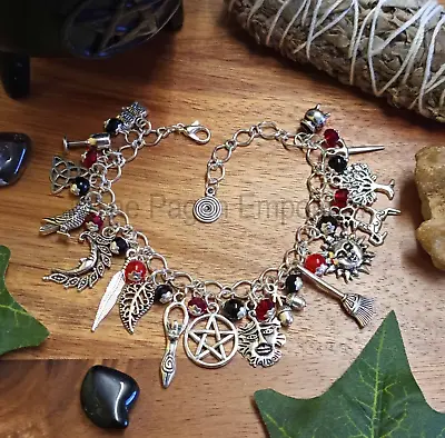 Pagan Ways Charm Bracelet - Gothic Tones Handmade Jewellery Wiccan Witch Druid • £13.50