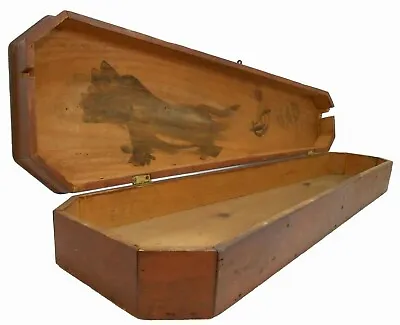 $467.50 • Buy Rare Early-mid 19th C Antique Red Pntd Wood Violin Coffin Case, Ink Dog Drawing 
