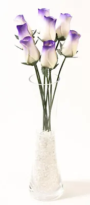 Factory Direct Craft Ivory And Purple Wooden Rose Bud Stems | 32 Handmade S • $19.68