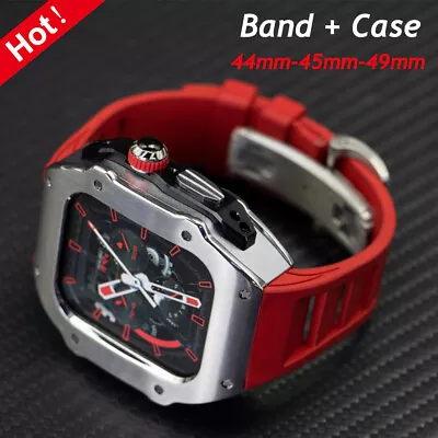 Stainless Steel Case Fluororubber Band Mod Kit For Apple Watch Ultra 49mm 9 8 7 • $119.80