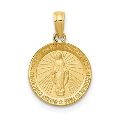 14k Yellow Gold Miraculous Medal Religious Charm Pendant 0.71 Inch • $172.75