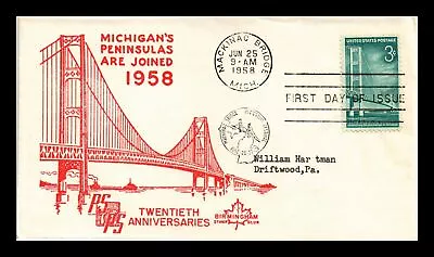 Us Cover Mackinac Bridge Michigan Fdc Birmingham Stamp Club Insert • $0.06