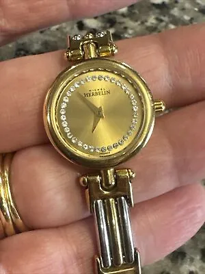 Ladies Watch French Michel Herbelin Watch Faux Diamond Gold Bracelet Needs Catch • £30