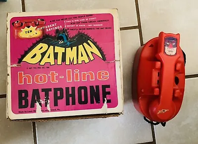 Very Rare Vintage 1966 Marx Batman Talking Batphone Hot-Line Toy Telephone & Box • $725