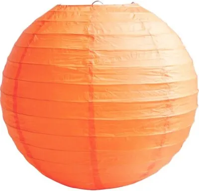 1x12  Orange Round Paper Lantern Halloween Party Decorations With Wire Supporter • £5.99