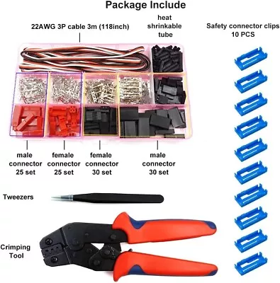 50 Sets Servo Plug Male Female Connector Crimp Pin Cable Kit With Crimping Tool • $34.65