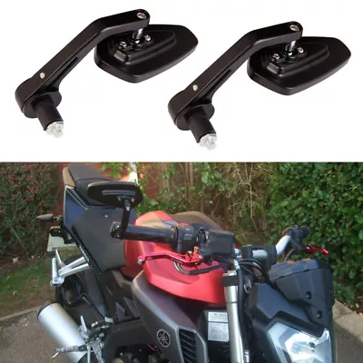 Motorcycle Black 7/8  Handle Bar End Mirrors Fit For Yamaha MT 125 FZ07 FZ09 FZ1 • $25.14