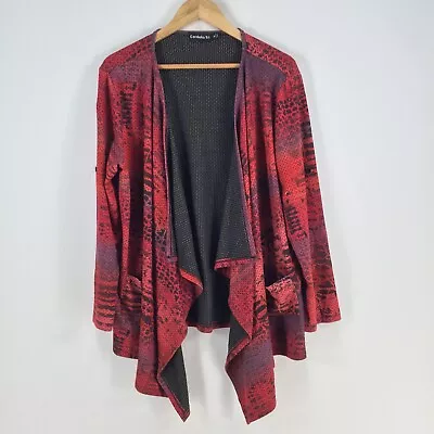 Cordelia St Womens Kimono Jacket Size M Red Geometric Waterfall 078496 • $18.95