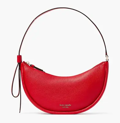 Kate Spade Smile Shoulder Bag Red Small Pebbled Leather Zip Top Lingonberry • $148