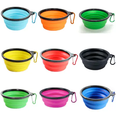 Collapsible Pet Feeding Bowl Dog Cat Travel Portable Camping Silicone Water Dish • £2.99