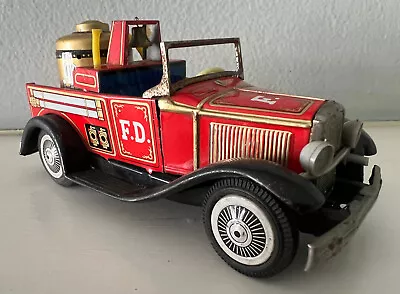 Vintage 50s Litho Cragstan Tin Friction Toy Fire Truck  Antique Old Smoky  Japan • $35