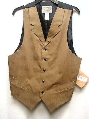 Vest Old West Frontier Vintage Victorian Style Tan Stripe With Pockets CLOSEOUT! • $39.99