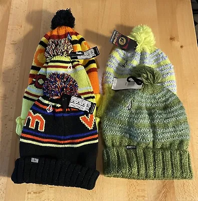 Lot Of 5 Volcom Winter Snow Ski Zero/Plush Beanies Adult Hat Bundle NWT • $90