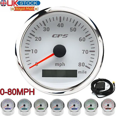 85mm White GPS Speedometer 0-80 MPH Odometer Gauge For Car Boat Truck Motorcycle • £41.85