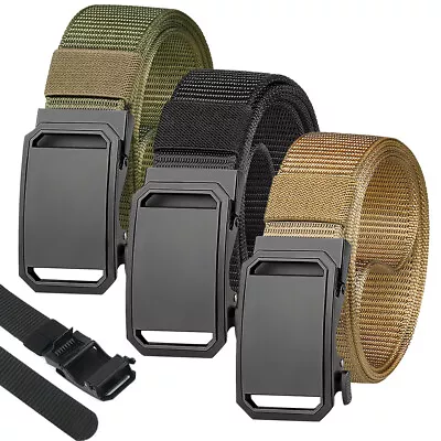 Mens Ratchet Belt Nylon Web Belts For With Automatic Slide Buckle Tactical Belt • $13.69