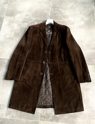 $297.44 • Buy Brilliant!! RARE Men's GANT USA REAL SUEDE Trench Coat Jacket SZ L 52 Brown Long