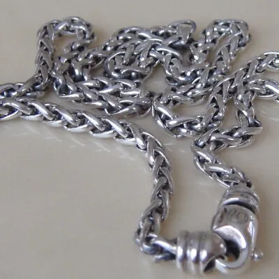 David Yurman Wheat Chain Necklace 4mm  18” 925 Sterling Silver For Dog Tag Charm • $329.99