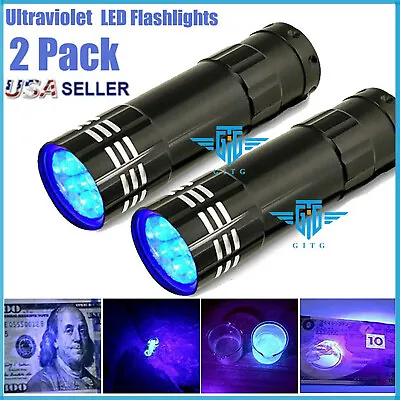 2x UV Ultra Violet LED Flashlight Blacklight Light 395 NM Inspection Lamp Torch • $6.99