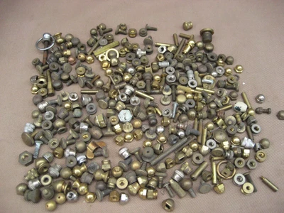 $85 • Buy Vintage Small Brass Nut Bolts Caps Chandelier Lamp Light Restoration Parts 482C