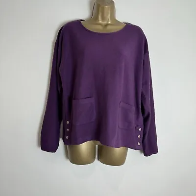 Mistral Top Plum Cotton Boucle Long Sleeve Pockets Womens Size 10 - 18 New • £15.95