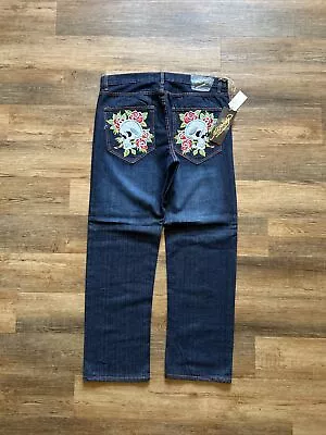 Ed Hardy Jeans Mens 36x34 Denim Baggy Tiger Christian Audigier Y2K VTG Flame • $99