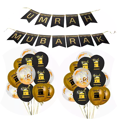 Umrah Mubarak Balloons Decorations Star Moon Foil Banner Ramadan Eid • $12.99