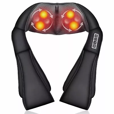 Electric Shiatsu Back Neck Shoulder Massager With Heat Kneading Body Car Home UK • £21.95