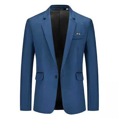 Mens Formal Business Blazer Jacket Wedding Party One Button Smart Coat Tops US • $32.49