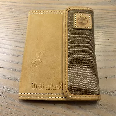 NEW Timberland Wheat Bifold Card Case Wallet Nubuck Suede Leather Hook & Loop • $23.95