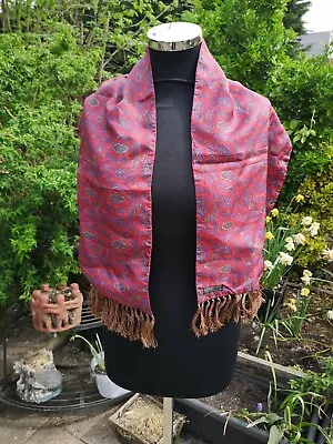 VINTAGE SAMMY PAISLEY SCARF WITH TASSELS MADE IN ENGLAND MOD RETRO 60s SCOOTER • £7