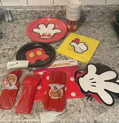 Disney Mickey Mouse Birthday Party  Supplies  Plates/Cups/Tablecover NEW Pratus • $9