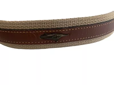 Zep-Pro Big Game Fishing Mens Leather Canvas Belt 38 Brass Swordfish Accents • $14.95