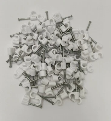 £2.95 • Buy 6mm White Round Cable Clips Heavy Duty Fixing Nails 6mm White Round Wire Clip