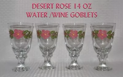 Vintage Franciscan Desert Rose 4 Each ~14oz STEMMED Wine Water GLASSES~ U.S.A. • $50