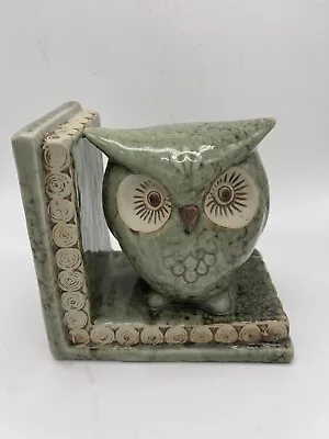 Green Owl Bookend Kids Room Ceramic • $12