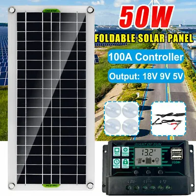 £19.99 • Buy 50W Solar Panel Kit 12V Battery Charger Controller Caravan Boat Car 100A
