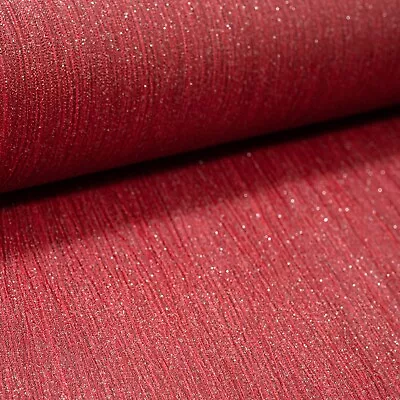 Plain Red Textured Wallpaper Glitter Shimmer Silver Sparkle HeavyWeight Vinyl • £11.99